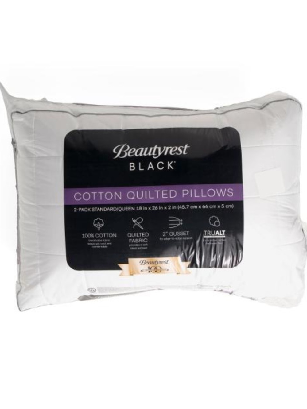 Beautyrest Black Cotton Quilted Pillow - White (2-Pack)